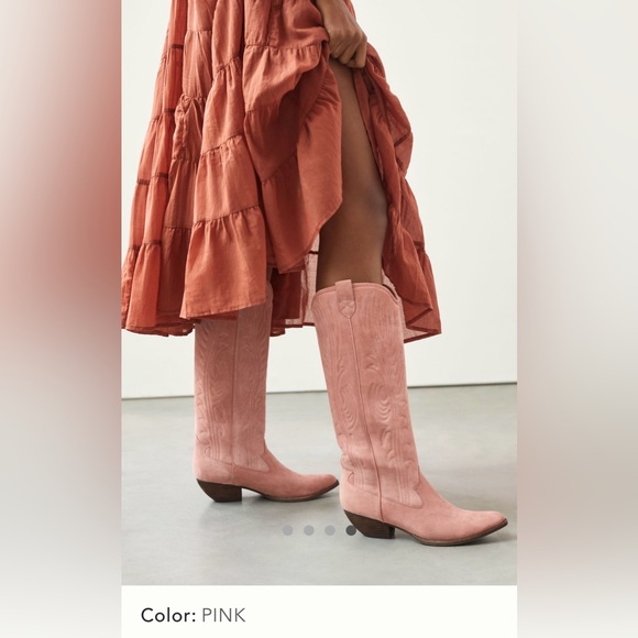 Jeffrey Campbell Calvera Pink Suede Tall Boots Sz7.5 NIB - Picture 13 of 14